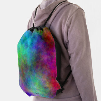 Abstract Space Galaxy Colors Monogram Drawstring Bag