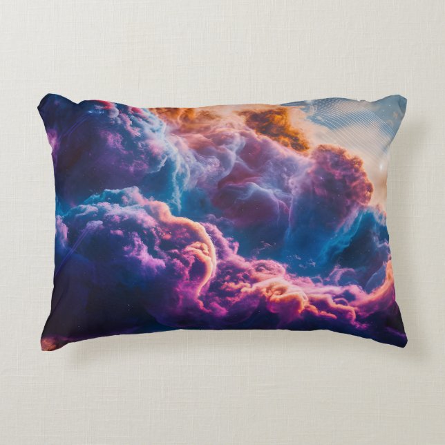 Abstract Space Nebula Art - Colorful Cosmic Accent Pillow (Front)