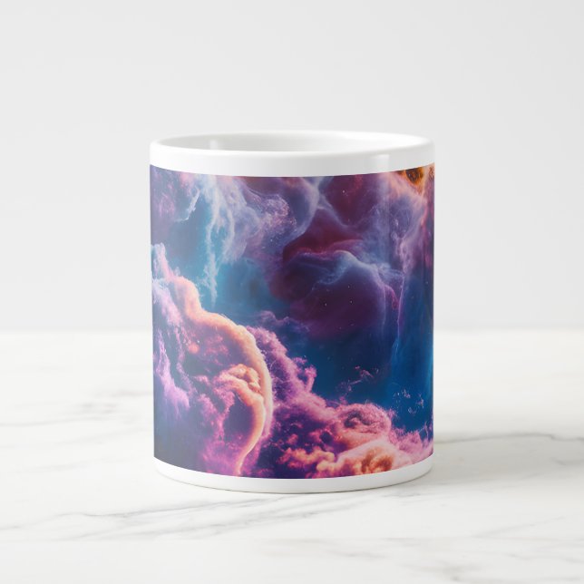 Abstract Space Nebula Art - Colorful Cosmic Giant Coffee Mug (Front)