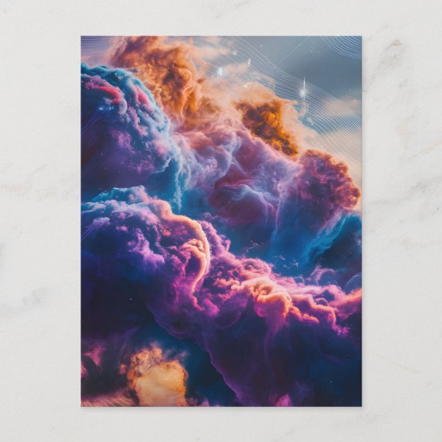 Abstract Space Nebula Art - Colorful Cosmic Holiday Postcard (Front)