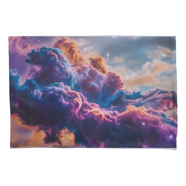 Abstract Space Nebula Art - Colorful Cosmic Pillow Case (Front-Left)