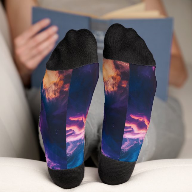 Abstract Space Nebula Art - Colorful Cosmic Socks (Bottom)