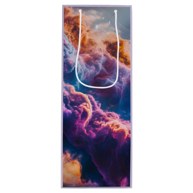 Abstract Space Nebula Art - Colorful Cosmic Wine Gift Bag (Front)