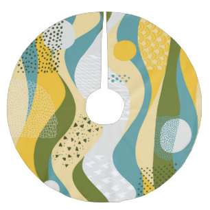 Abstract Space: Smooth Line Ornaments. Brushed Polyester Tree Skirt