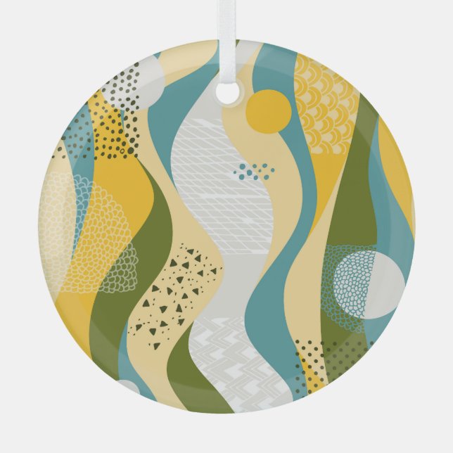 Abstract Space: Smooth Line Ornaments. Glass Ornament (Front)