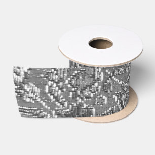 Abstract sparkle white and black samples satin ribbon