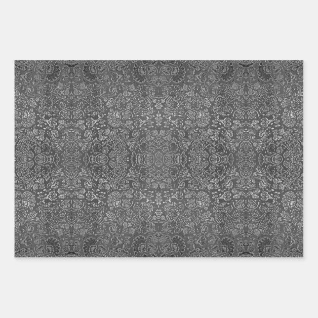 Abstract sparkle white and black samples wrapping paper sheets (Front)