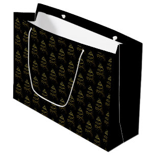 Abstract Sparkling Gold, Black Christmas Tree Large Gift Bag