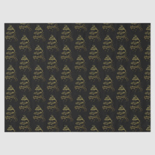 Abstract Sparkling Gold, Black Christmas Tree Tissue Paper