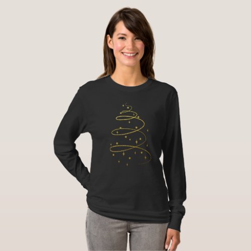 Abstract Sparkling Gold Christmas Tree T_Shirt