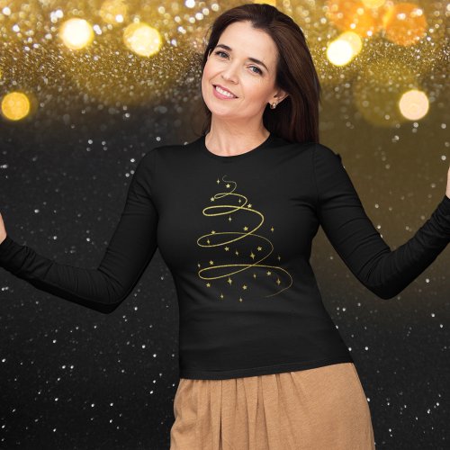 Abstract Sparkling Gold Christmas Tree T_Shirt