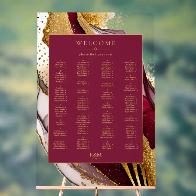 Abstract Sparkling Seating Chart Wine Red ID1018 | Zazzle