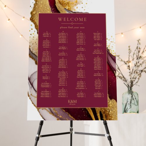 Abstract Sparkling Seating Chart Wine Red ID1018 Foam Board