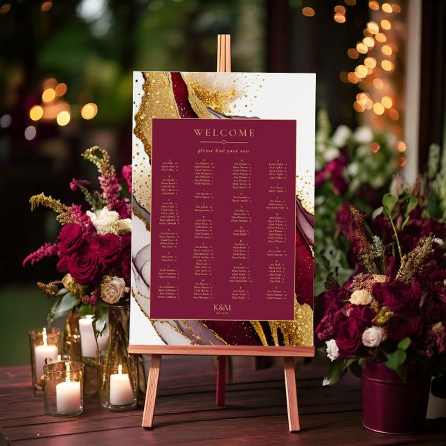 Abstract Sparkling Seating Chart Wine Red ID1018 Foam Board (Creator Uploaded)