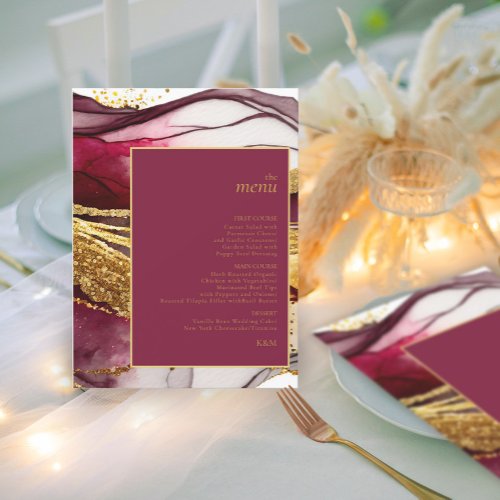 Abstract Sparkling Wedding Menu Wine Red ID1018