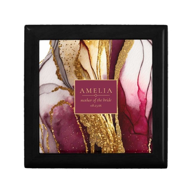 Abstract Sparkling Wedding Party Wine Red ID1018 Gift Box (Front)