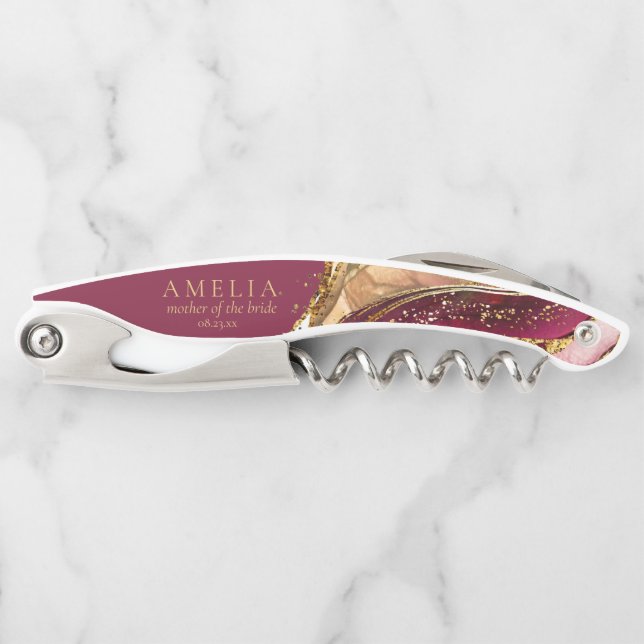 Abstract Sparkling Wedding Party Wine Red ID1018 Waiter's Corkscrew (Front)