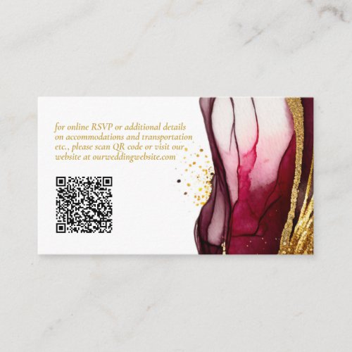 Abstract Sparkling Wedding Website Wine Red ID1018 Enclosure Card