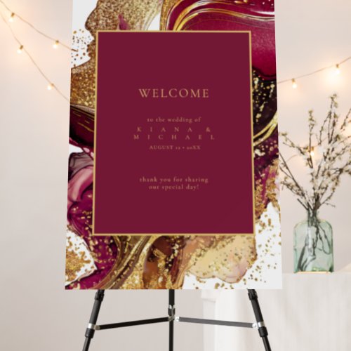 Abstract Sparkling Wedding Welcome Wine Red ID1018 Foam Board