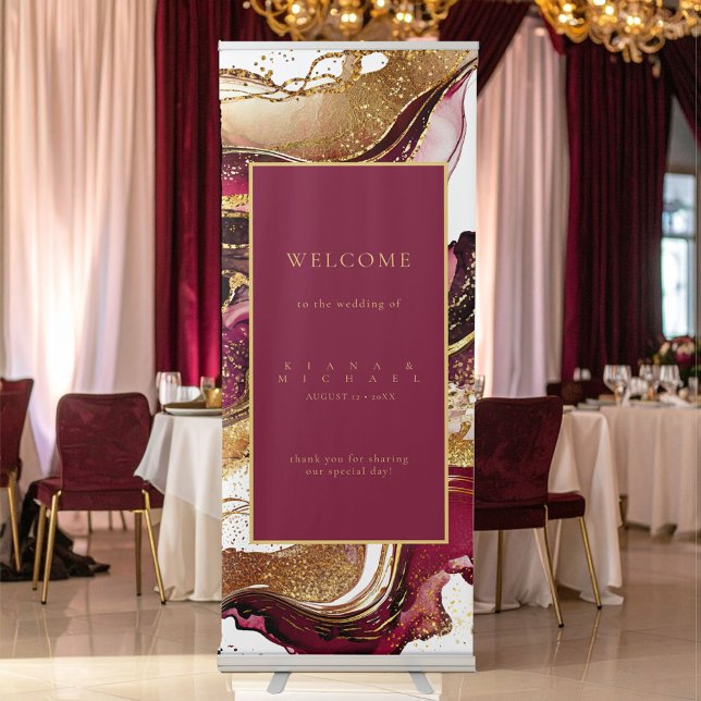 Abstract Sparkling Wedding Welcome Wine Red ID1018 Retractable Banner (Creator Uploaded)