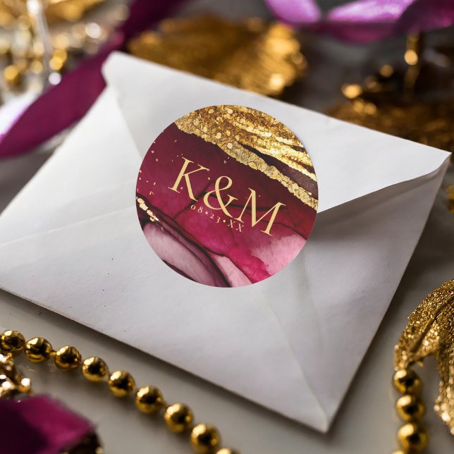 Abstract Sparkling Wedding Wine Red ID1018 Classic Round Sticker (Creator Uploaded)