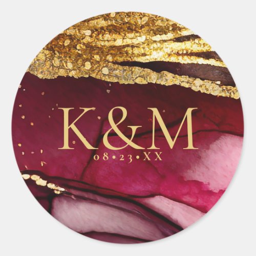 Abstract Sparkling Wedding Wine Red ID1018 Classic Round Sticker
