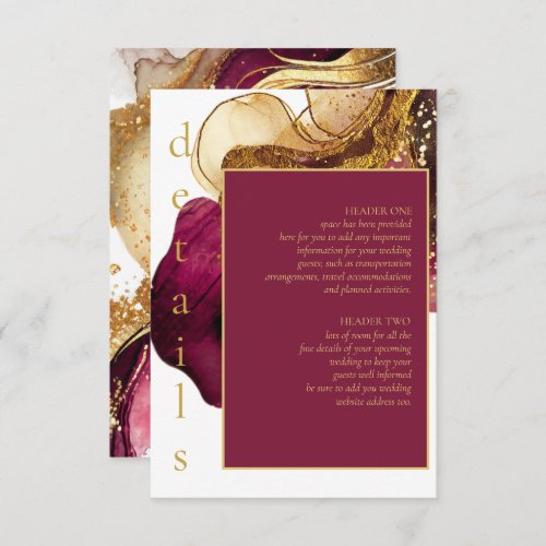 Abstract Sparkling Wedding Wine Red ID1018 Enclosure Card