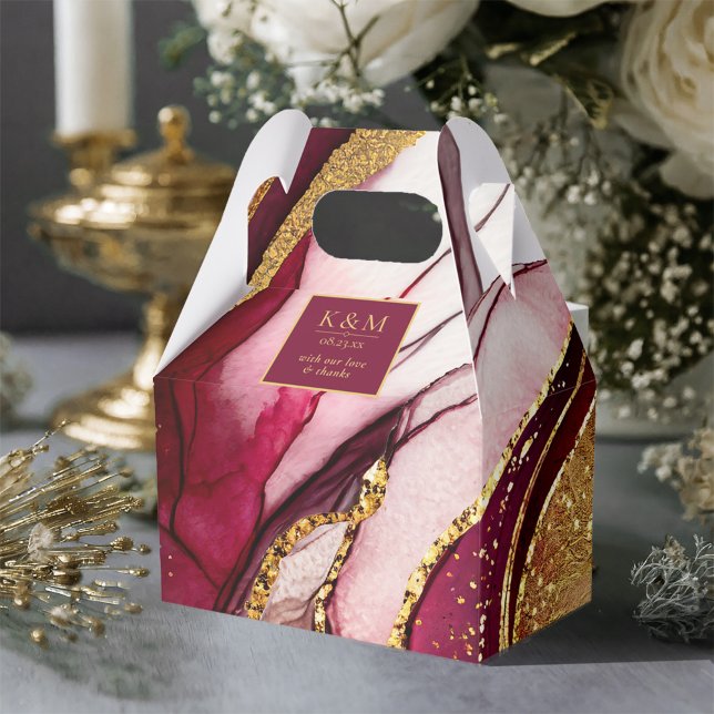 Abstract Sparkling Wedding Wine Red ID1018 Favor Boxes (Creator Uploaded)