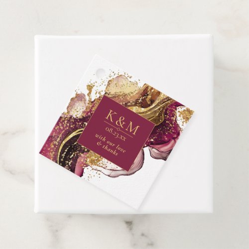 Abstract Sparkling Wedding Wine Red ID1018 Favor Tags
