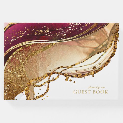 Abstract Sparkling Wedding Wine Red ID1018 Guest Book