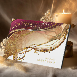 Abstract Sparkling Wedding Wine Red ID1018 Guest Book