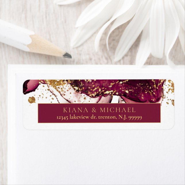 Abstract Sparkling Wedding Wine Red ID1018 Label (Insitu)
