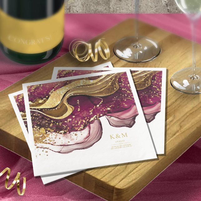 Abstract Sparkling Wedding Wine Red ID1018 Paper Dinner Napkins (Creator Uploaded)