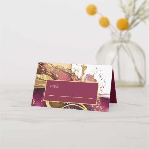 Abstract Sparkling Wedding Wine Red ID1018 Place Card