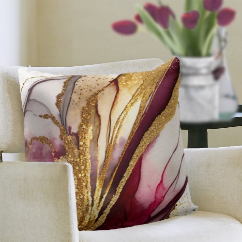 Abstract Sparkling Wine Red ID1018 Throw Pillow