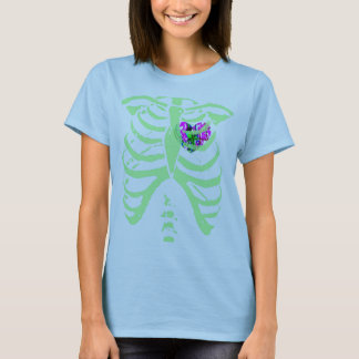 abstract sparrow heart mint green rib cage T-Shirt