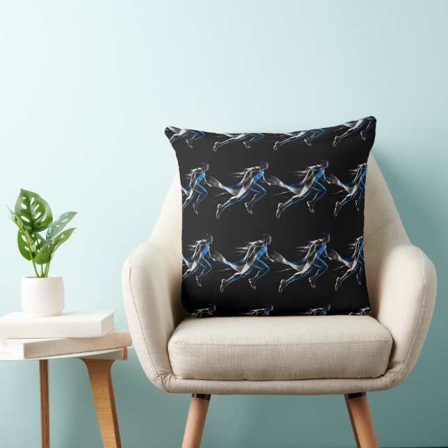 Abstract Speed Runner Athletic Motion Art Design Throw Pillow (Chair)