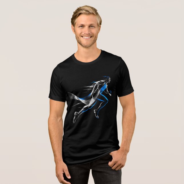 Abstract Speed Runner Athletic Motion Art Design Tri-Blend Shirt (Front Full)