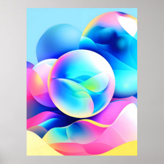 Abstract Spheres: Colorful Modern Art Design Poster