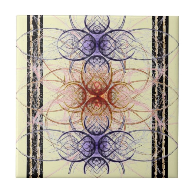 Abstract spidery pattern in purple and red tile (Front)