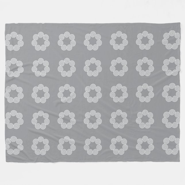 Abstract Spiral Circle Pattern on Gray Fleece Blanket (Front (Horizontal))