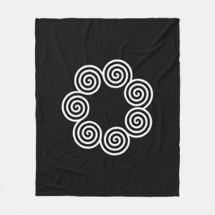 Abstract Spiral Circles in Black & White Fleece Blanket