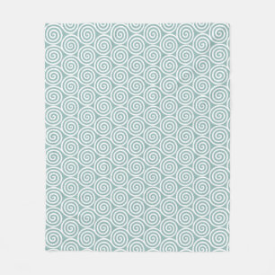 Abstract Spiral Circles in Silvery Blue & White Fleece Blanket
