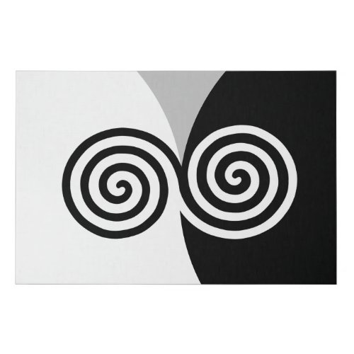 Abstract Spiral Circles on Black Gray  White Faux Canvas Print