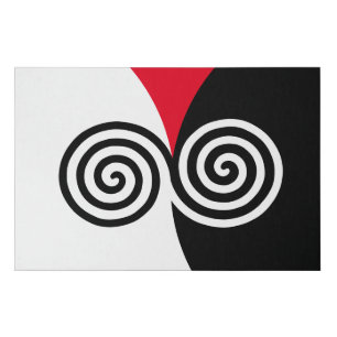 Abstract Spiral Circles on Black Red & White Faux Canvas Print