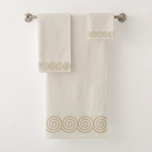 Abstract Spiral Circles on Light Sand Beige Bath T Bath Towel Set
