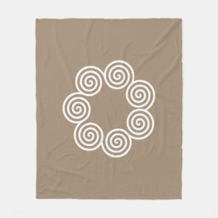 Abstract Spiral Circles on Lucky Beige Fleece Blanket