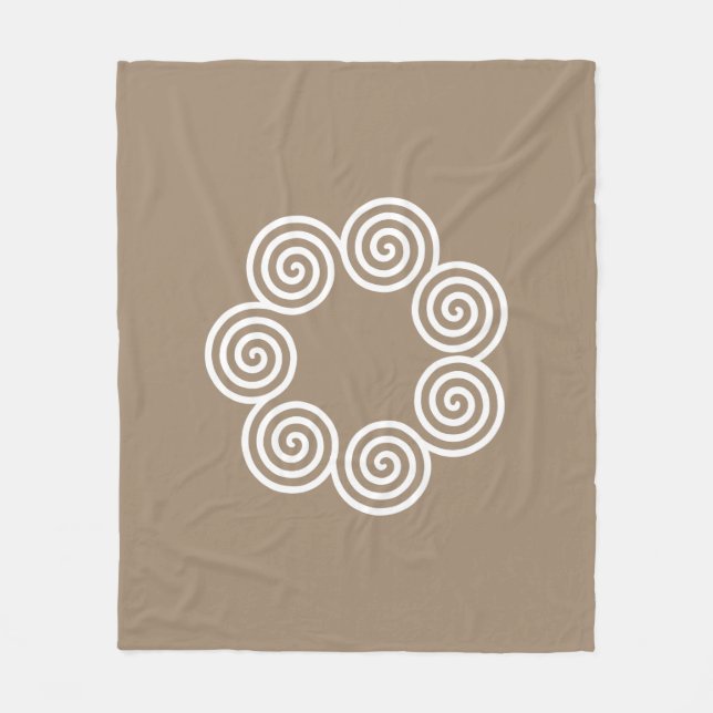 Abstract Spiral Circles on Lucky Beige Fleece Blanket (Front)