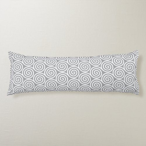 Abstract Spiral Circles on Quick Silver Gray Body Pillow
