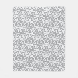 Abstract Spiral Circles on Quick Silver Gray Fleece Blanket